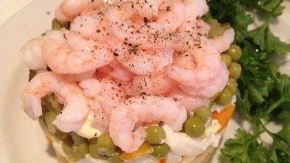Рецепт Оливье с креветками