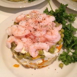 Рецепт Оливье с креветками