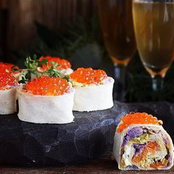 Рецепт Оливье с рыбой в рулете