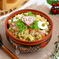 Рецепт Оливье с ветчиной