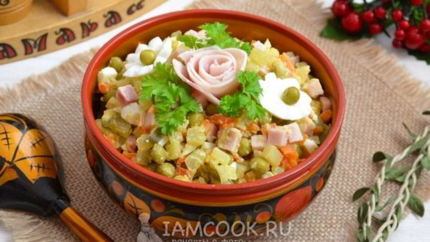 Рецепт оливье с ветчиной