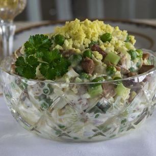 Рецепт Оливье с языком