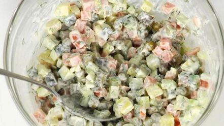 Рецепт постного салата оливье