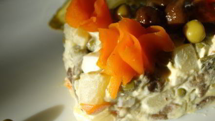 Рецепт салата оливье с грибами