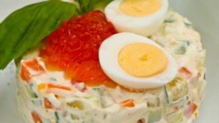 Рецепт салата оливье с икрой