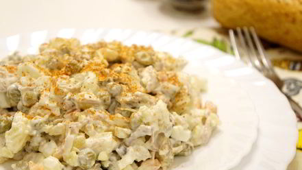 Рецепт салата оливье с индейкой