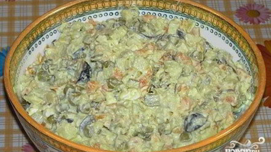 Рецепт салата оливье с капустой