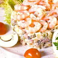 Рецепт Салата Оливье с креветками