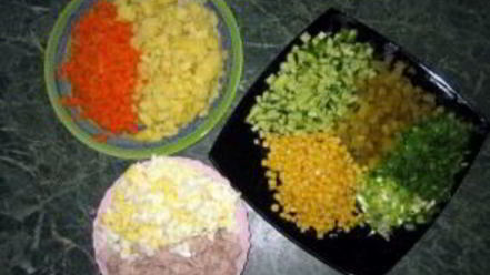 Рецепт салата оливье с кукурузой