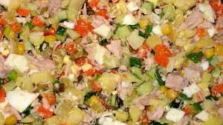 Рецепт салата оливье с кукурузой