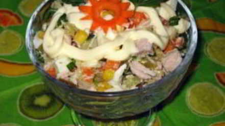 Рецепт салата оливье с кукурузой