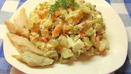 Рецепт Салата Оливье с рыбой