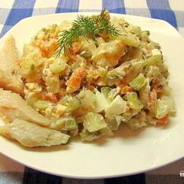 Рецепт Салата Оливье с рыбой