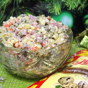 Рецепт Салата Оливье с ветчиной