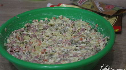 Рецепт салата оливье с ветчиной