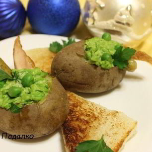 Рецепт Салата оливье в картофельных бочонках