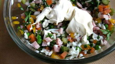 Рецепт салата-рулета оливье