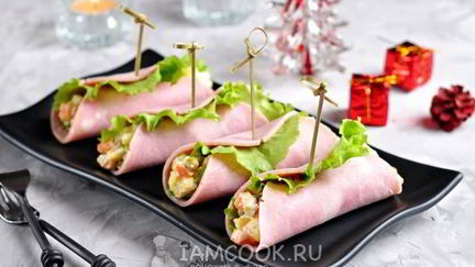 Рецепт Салата-закуски Оливье в ветчине