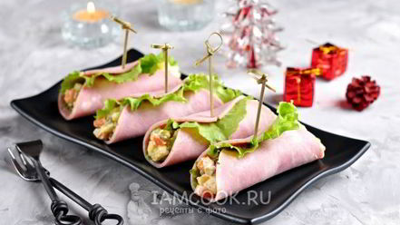 Рецепт салата-закуски оливье в ветчине