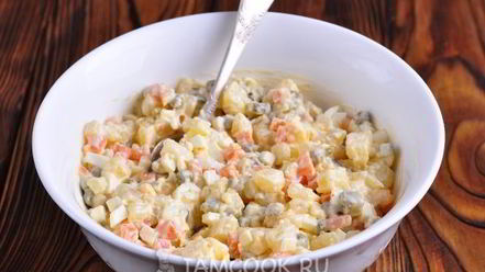 Рецепт салата-закуски оливье в ветчине