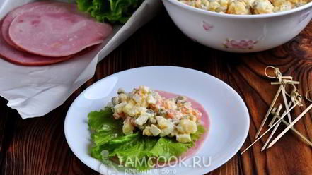 Рецепт салата-закуски оливье в ветчине