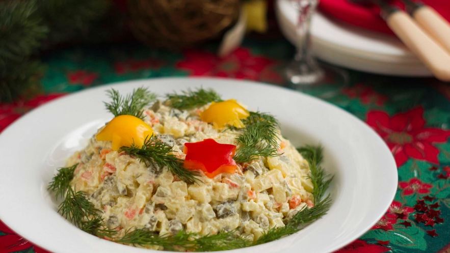 Рецепт вегетарианского салата оливье