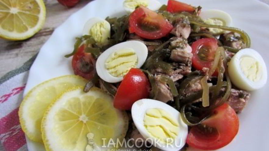 Рецепт салата из морской капусты с яйцом
