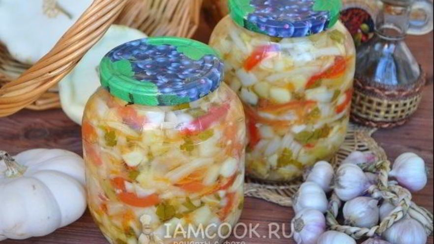Рецепт салата из патиссонов на зиму
