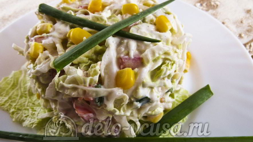 Рецепт салата из пекинской капусты и кукурузы