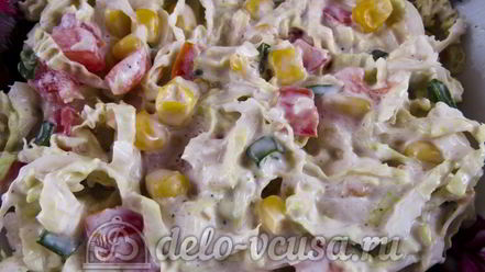 Рецепт салата из пекинской капусты и кукурузы