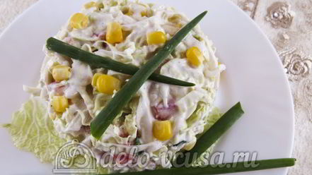 Рецепт салата из пекинской капусты и кукурузы