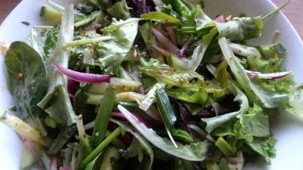 Рецепт салата из зелени с оливками