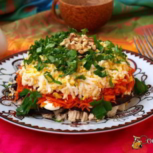 Рецепт Салата Марсель с курицей и черносливом