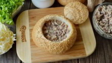 Рецепт булочек, фаршированных салатом мимоза