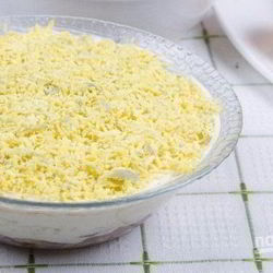 Рецепт Мимозы без моркови и картошки