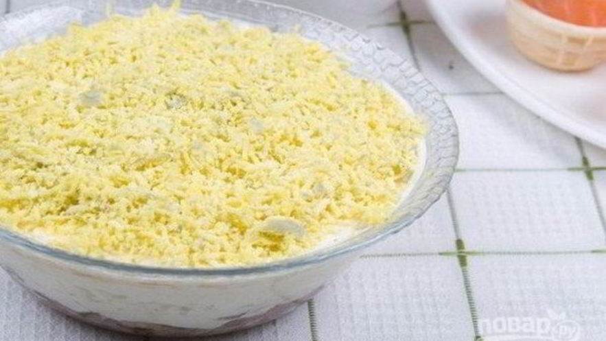 Рецепт мимозы без моркови и картошки