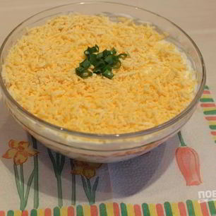 Рецепт Мимозы с печенью трески