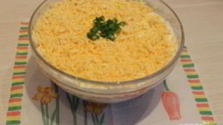 Рецепт мимозы с печенью трески