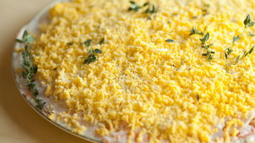 Рецепт мимозы с сыром