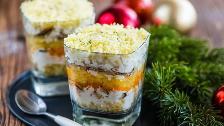 Рецепт мимозы в бокале