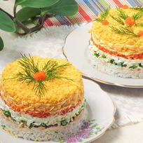 Рецепт Салата Мимоза с рисом и сыром