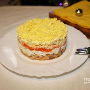 Рецепт Салата Мимоза с сырой морковью