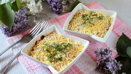 Рецепт салата мимоза с яблоком