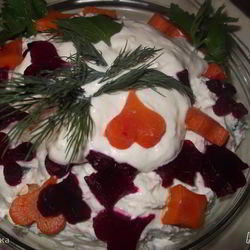 Рецепт Салата Моего каприз с творогом морковью и свеклой