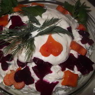 Рецепт Салата Моего каприз с творогом морковью и свеклой