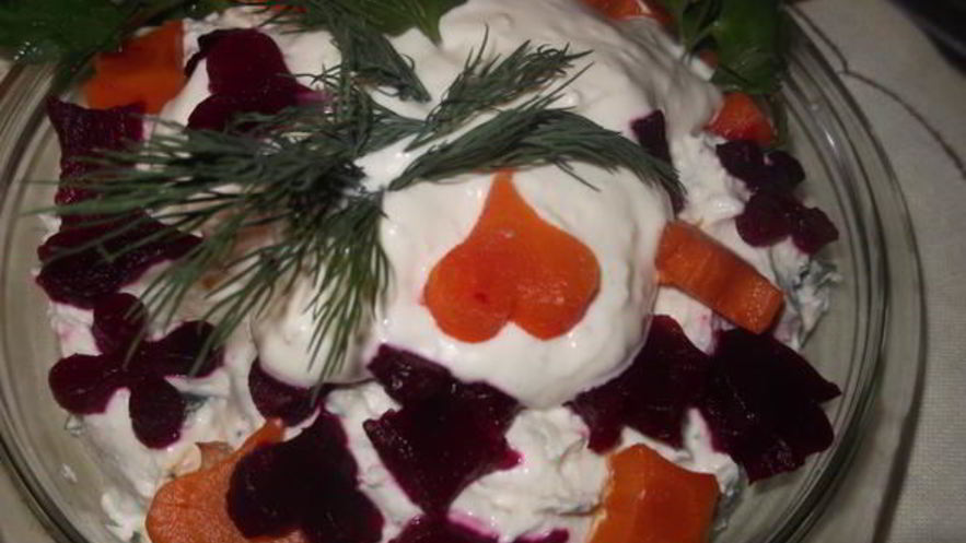 Рецепт салата моего каприз с творогом морковью и свеклой