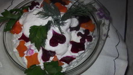 Рецепт салата моего каприз с творогом морковью и свеклой