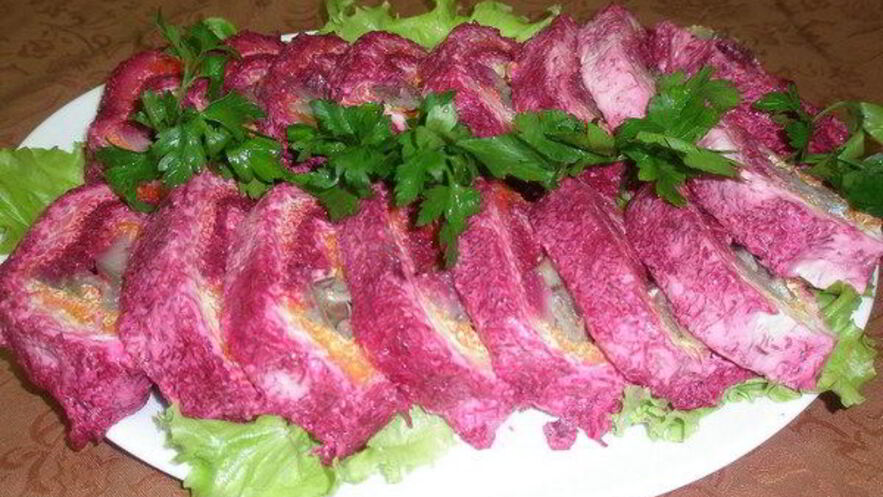 Рецепт классической сельди под шубой рулетом