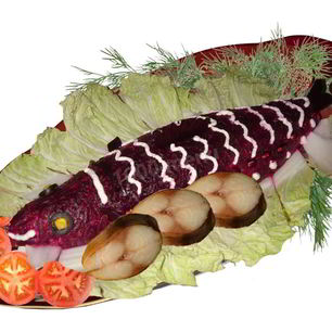 Рецепт Копченой скумбрии под шубой рулетом