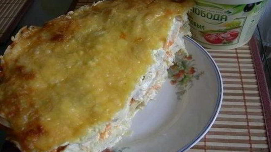 Рецепт куриного филе под шубой из овощей